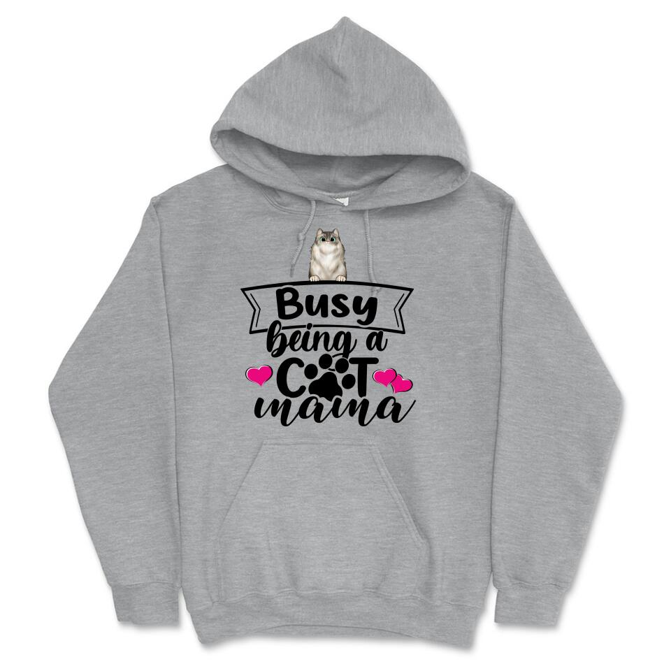 Personalized Hoodie & Sweatshirt - Busy Being A Cat Mama