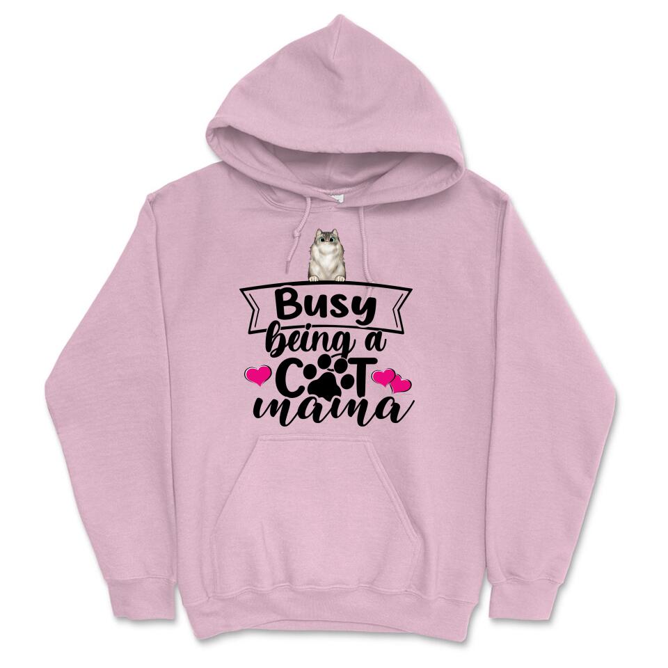 Personalized Hoodie & Sweatshirt - Busy Being A Cat Mama