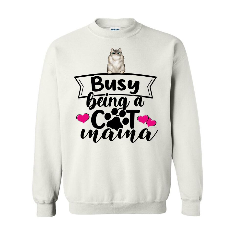 Personalized Hoodie & Sweatshirt - Busy Being A Cat Mama