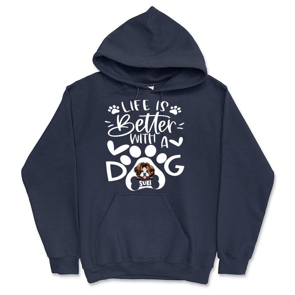 Personalized Hoodie & Sweatshirt - Life Is Better With Dog