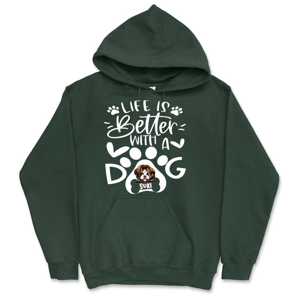 Personalized Hoodie & Sweatshirt - Life Is Better With Dog