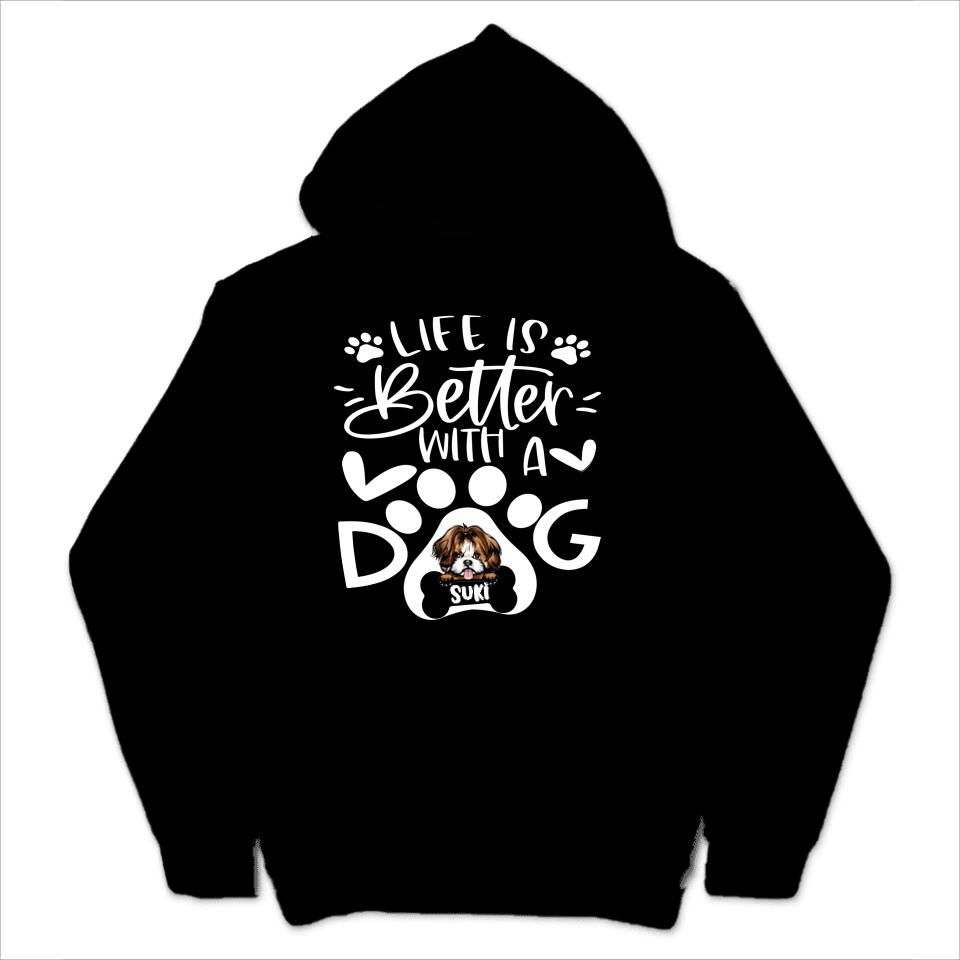 Personalized Hoodie & Sweatshirt - Life Is Better With Dog