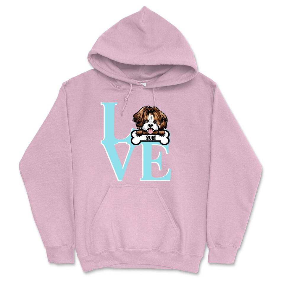 Personalized Hoodie & Sweatshirt - Love Dog