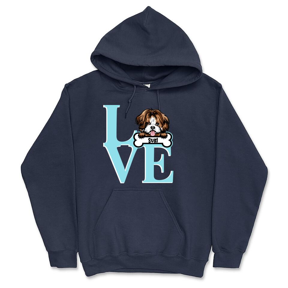 Personalized Hoodie & Sweatshirt - Love Dog