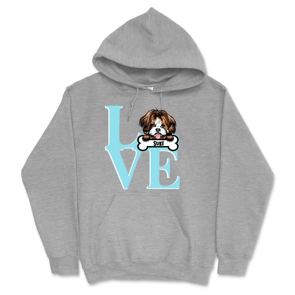 Personalized Hoodie & Sweatshirt - Love Dog