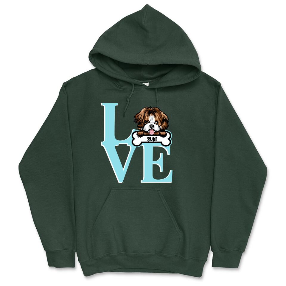 Personalized Hoodie & Sweatshirt - Love Dog