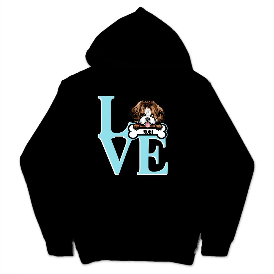 Personalized Hoodie & Sweatshirt - Love Dog