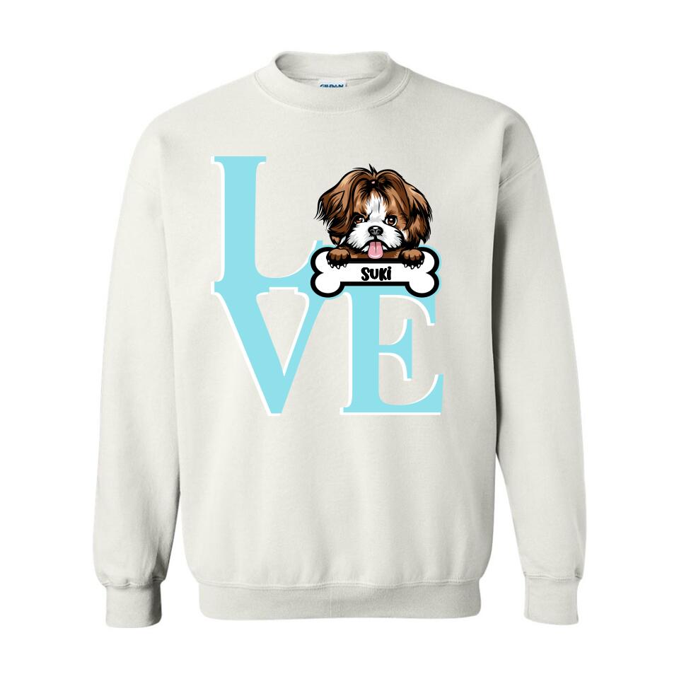 Personalized Hoodie & Sweatshirt - Love Dog