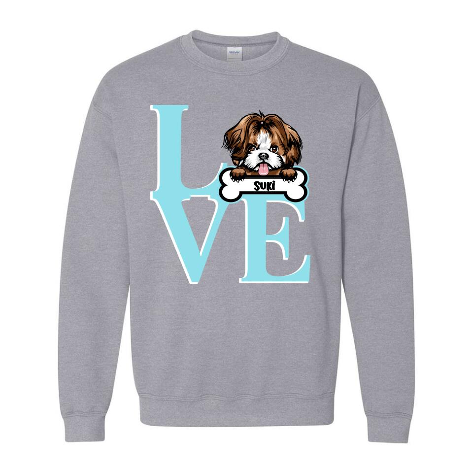 Personalized Hoodie & Sweatshirt - Love Dog