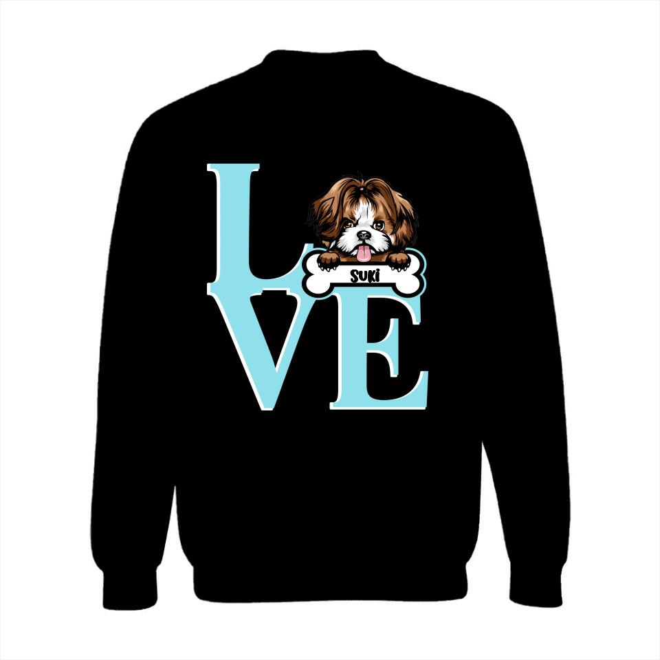 Personalized Hoodie & Sweatshirt - Love Dog